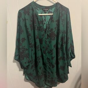 41 Hawthorn Teal and Black Floral Blouse